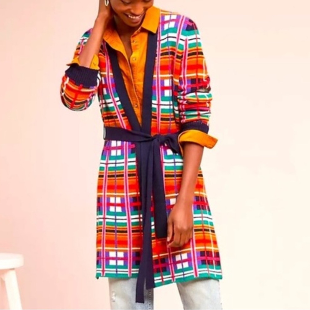 NWT Anthropologie moth Williston plaid cardigan sweater in size S